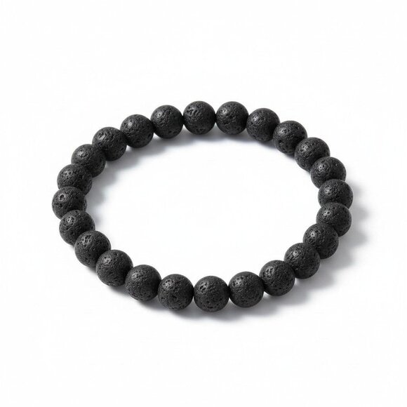 Lava Rock Bracelet 8mm Stretch Black - New - Witchcore Earth - Picture 1 of 12